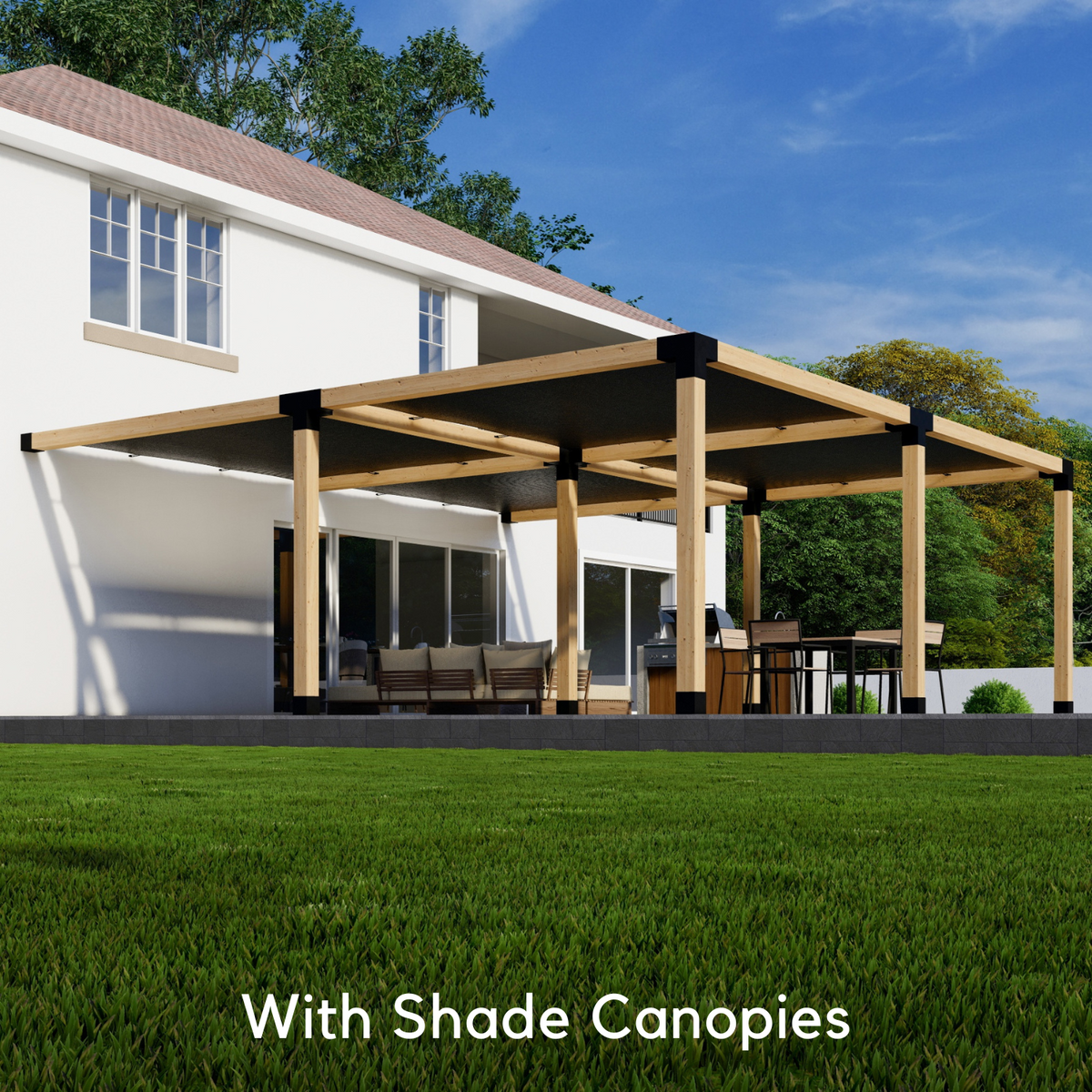22' x 18' Pergola Attached to House with Roof