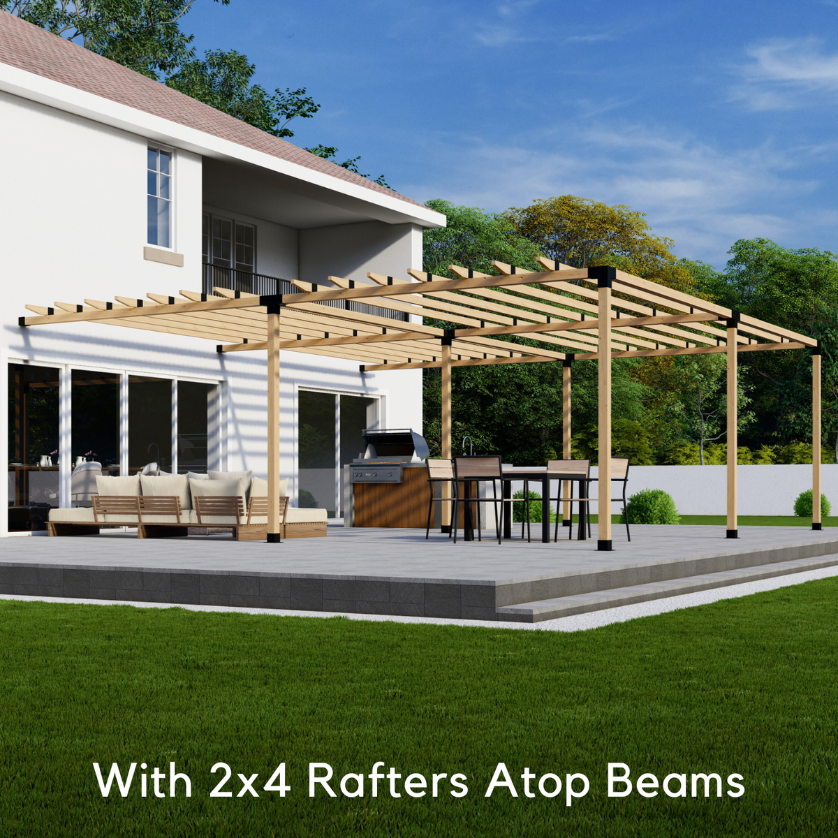 Pergola adossée à la maison 18x18 avec toit