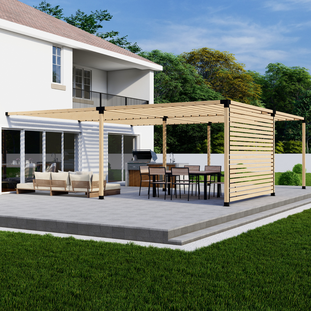 Kit for an Attached Pergola With Roof