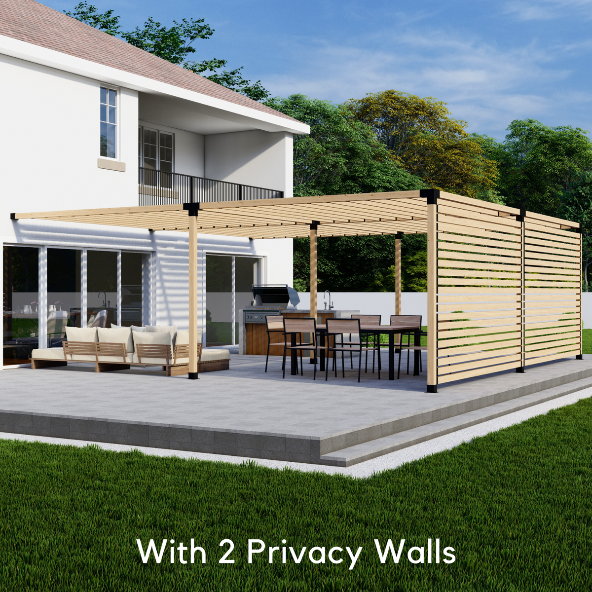 Kit for an Attached Pergola With Roof
