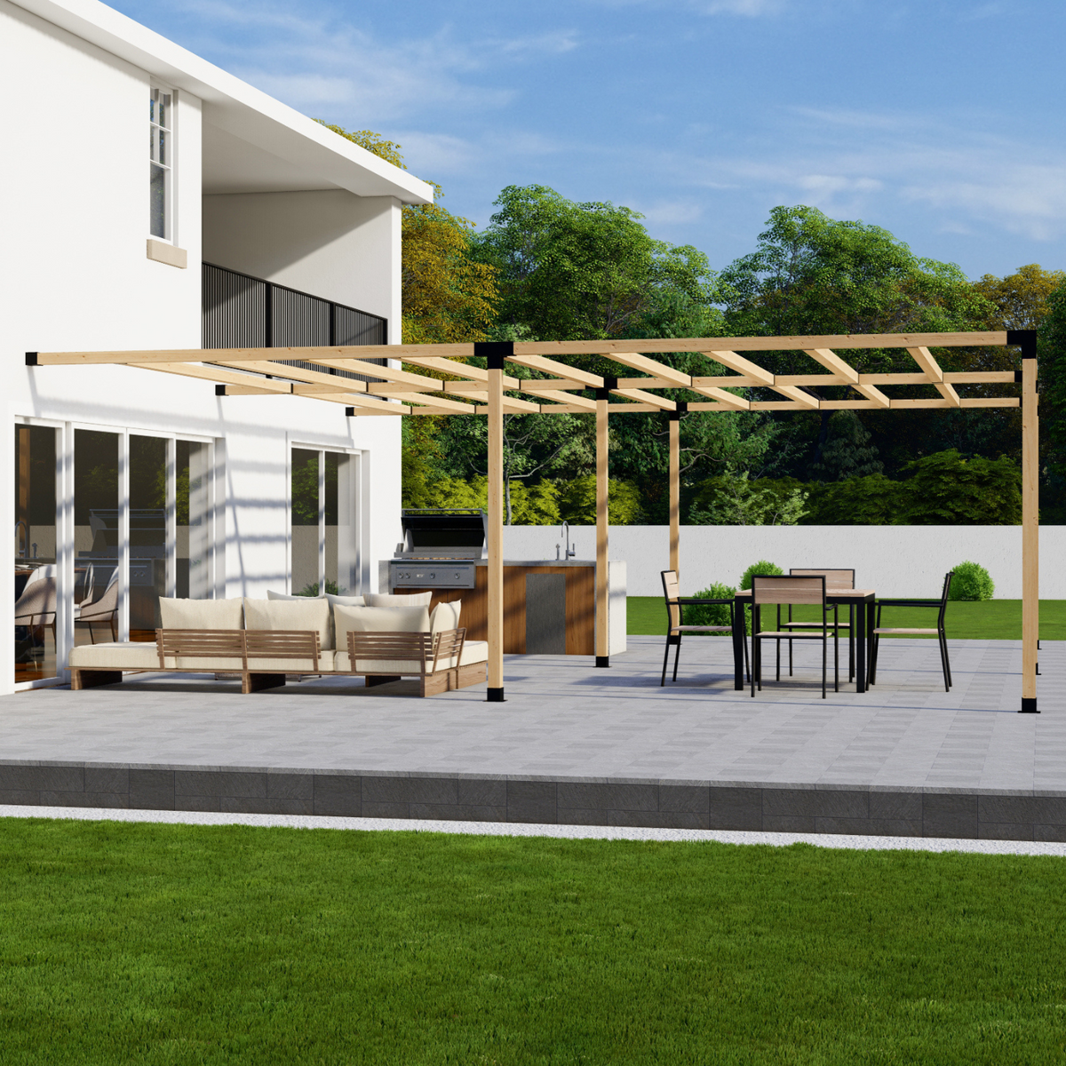Kit for a Backyard Pergola Attached to House