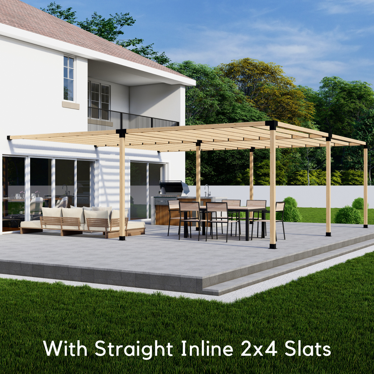 Pergola adossée à la maison 22x14 avec toit