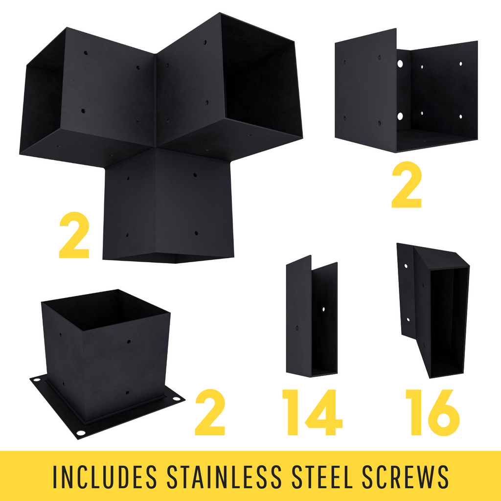 Kit for an Angled Pergola Attached to House