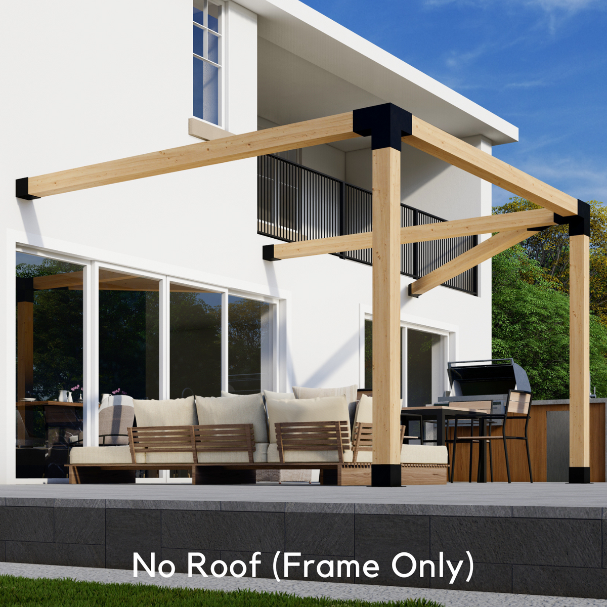 Kit for an Angled Pergola Attached to House