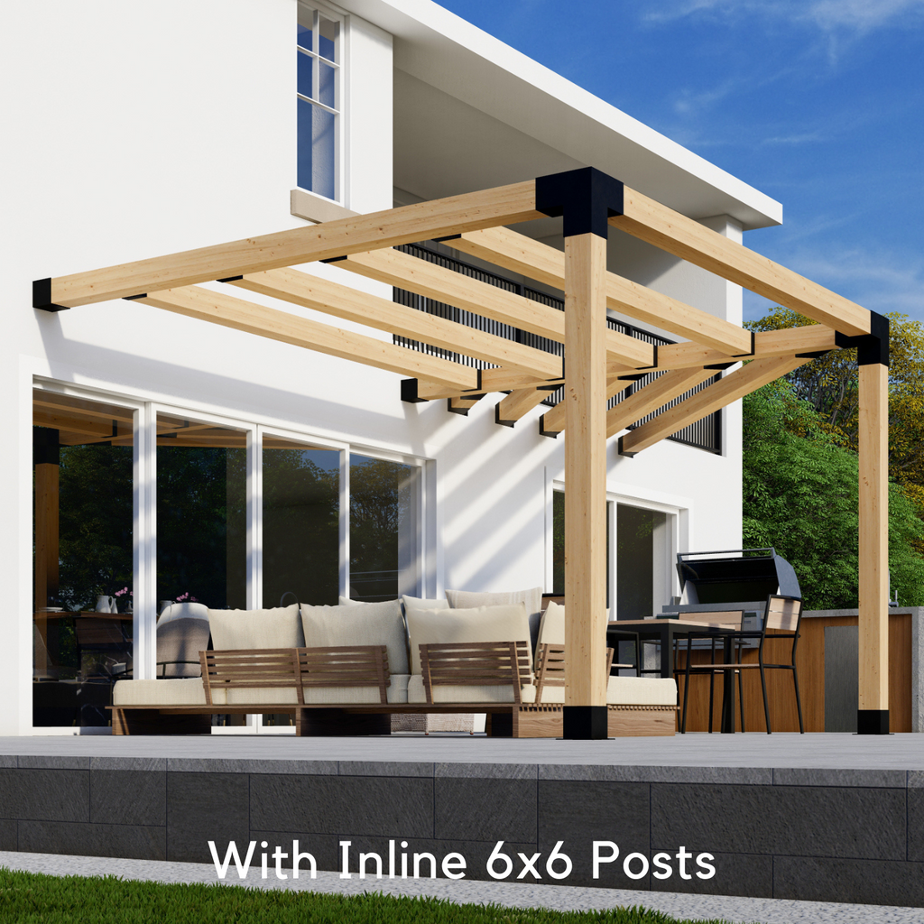 Kit for an Angled Pergola Attached to House