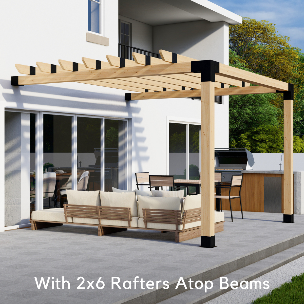 9' x 11' Pergola Attached to House with Roof