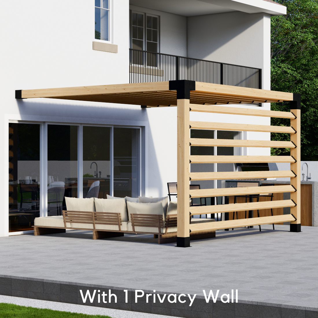 Kit for a 2-Post Pergola With Roof - Any Size Up to 12' x 12'
