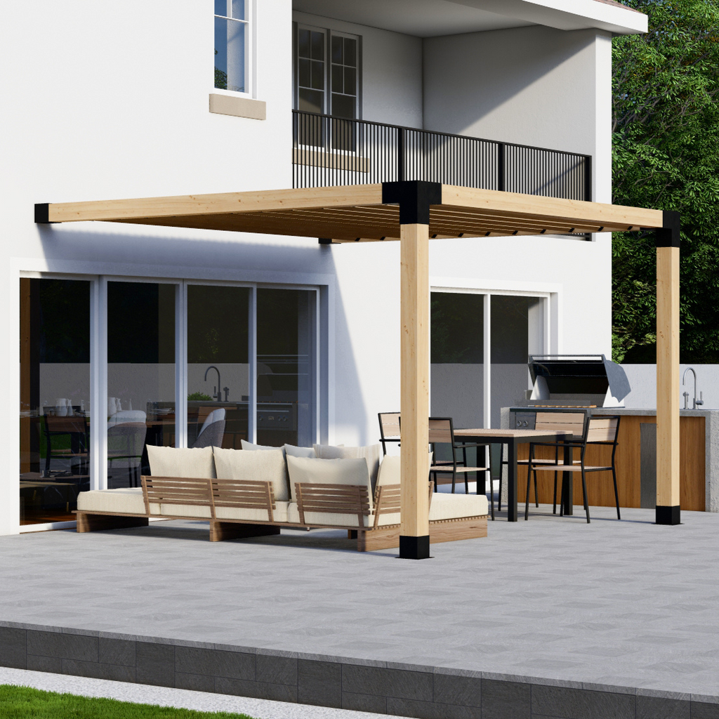 Kit for a 2-Post Pergola With Roof - Any Size Up to 12' x 12'