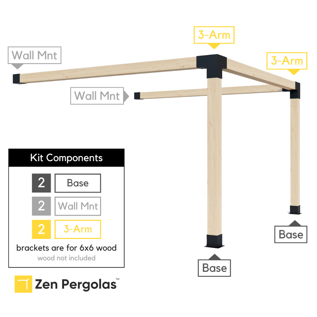 9' x 11' Pergola Attached to House with Roof