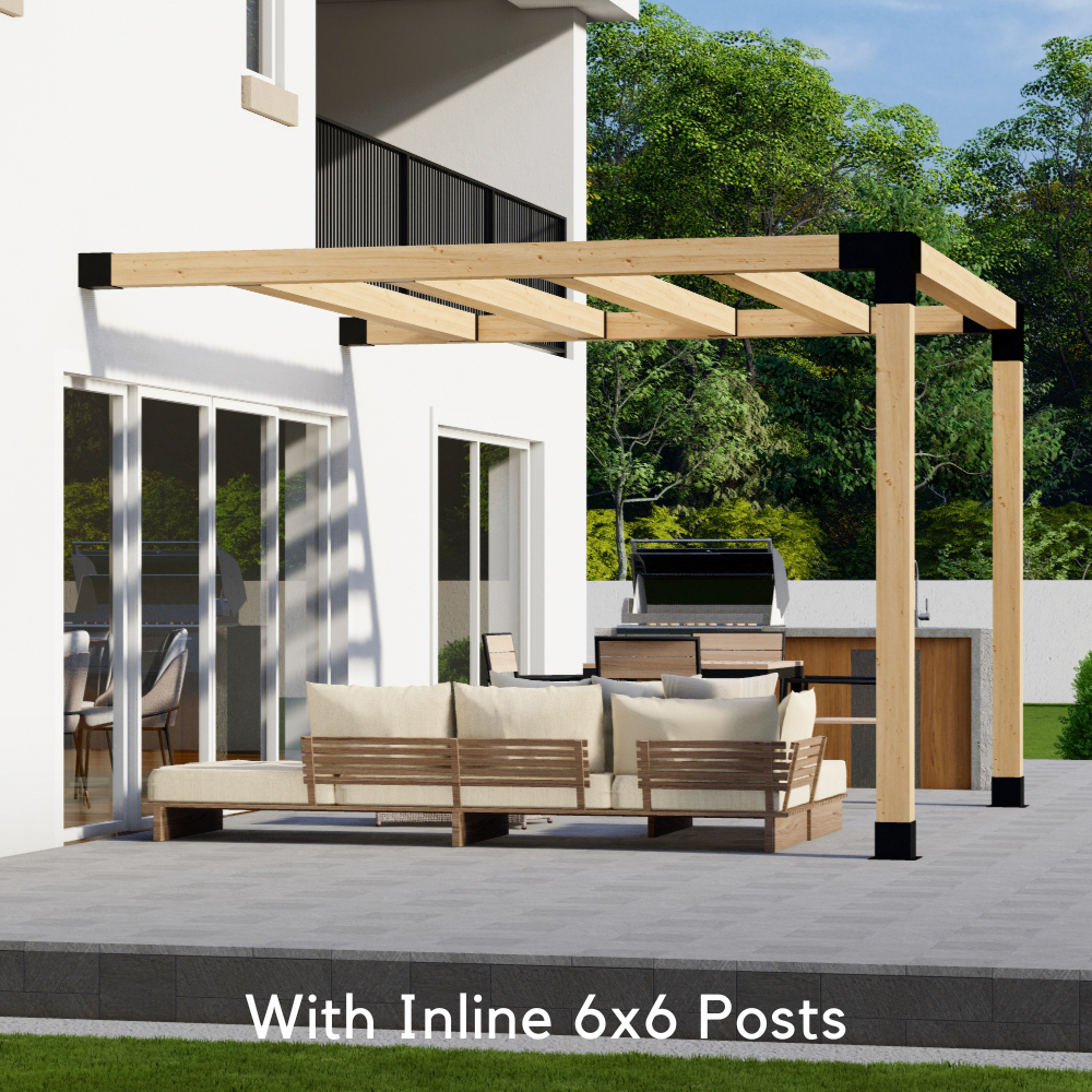 6' x 12' Pergola Attached to House with Roof