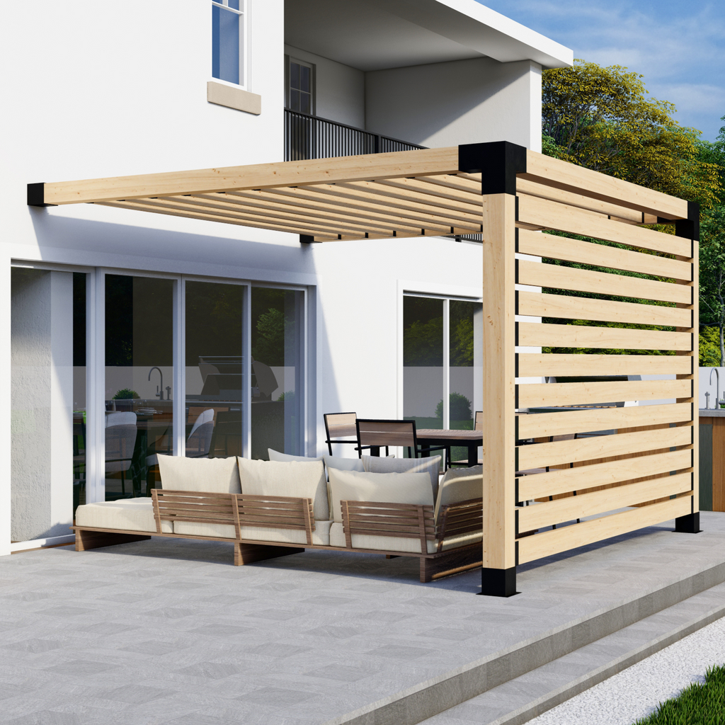 2-Legged Pergola With Roof - Kit for Any Size Attached Pergola Up to 12' x 12'