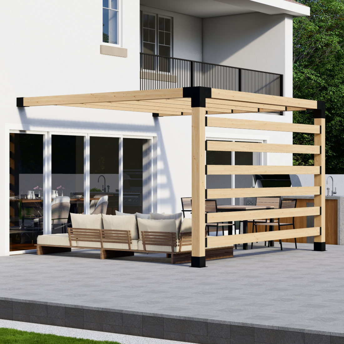 Kit for a Modern Pergola Attached to House