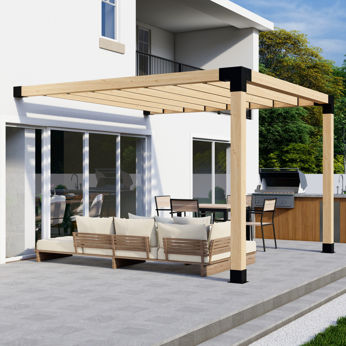 Pergola adossée à la maison 10' x 10' avec toit