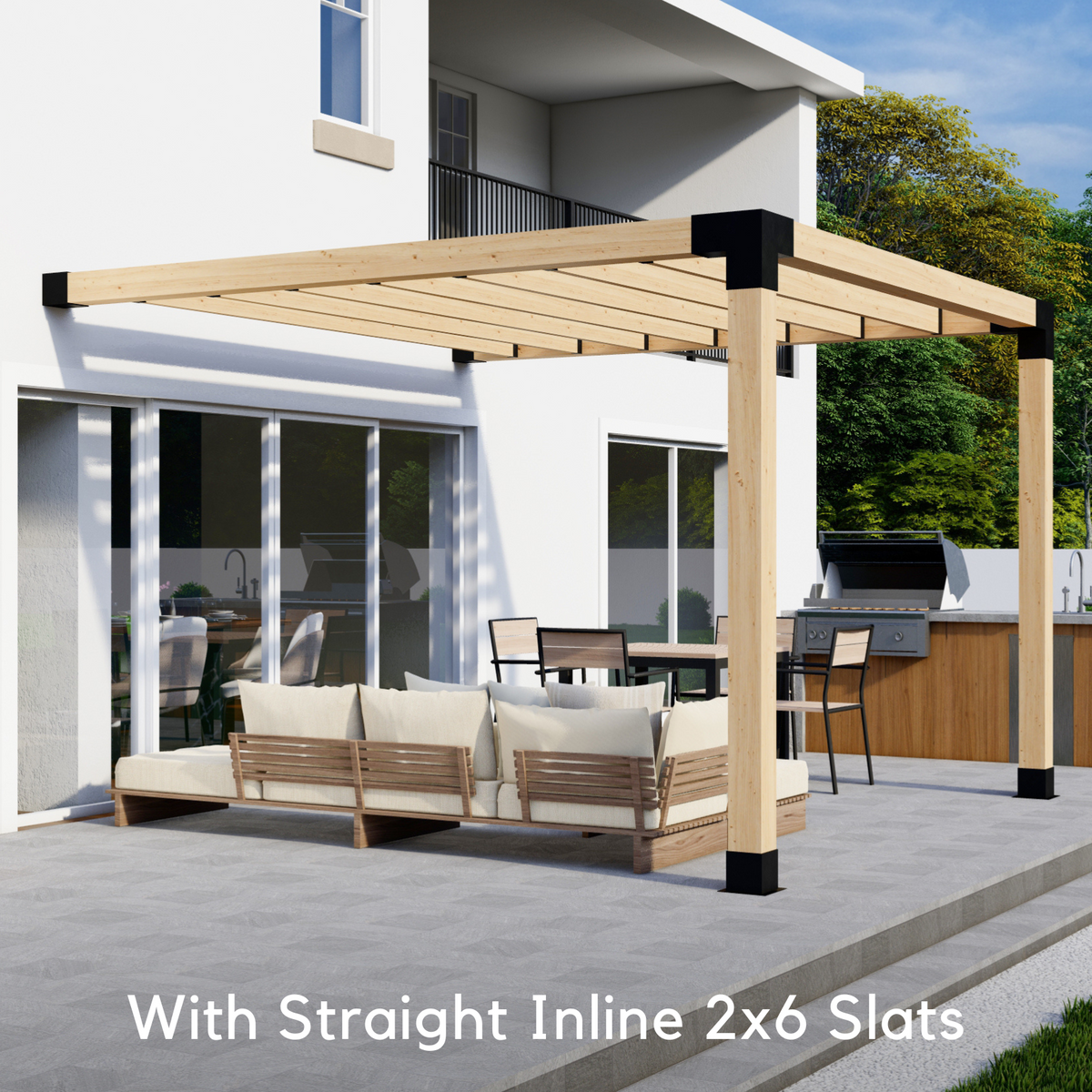 10' x 6' Pergola Attached to House with Roof