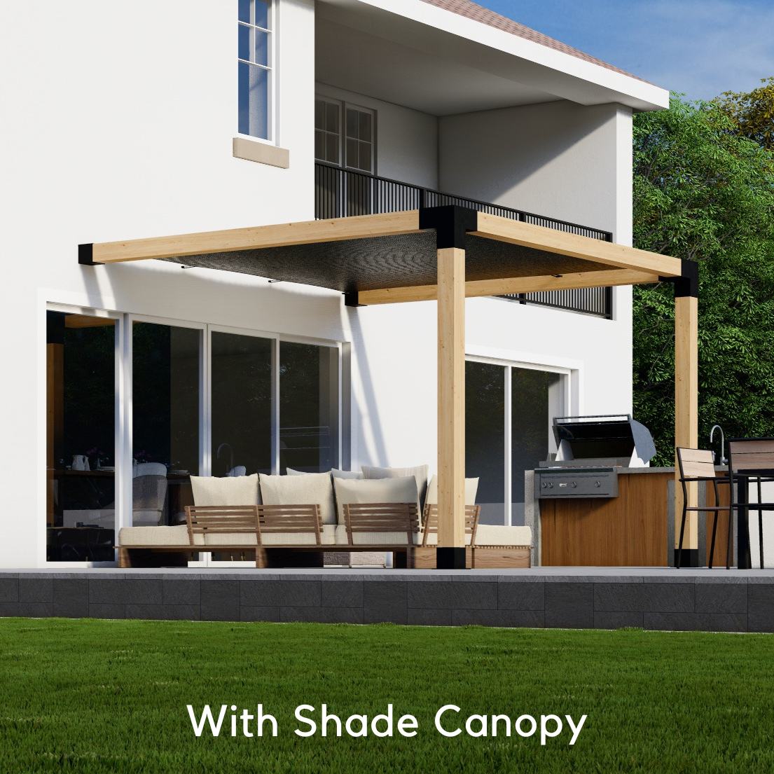 Pergola adossée à la maison 12' x 8' avec toit