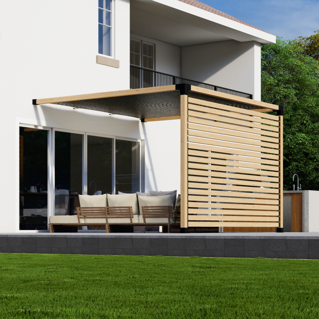 Kit for Deck Pergola With Canopy