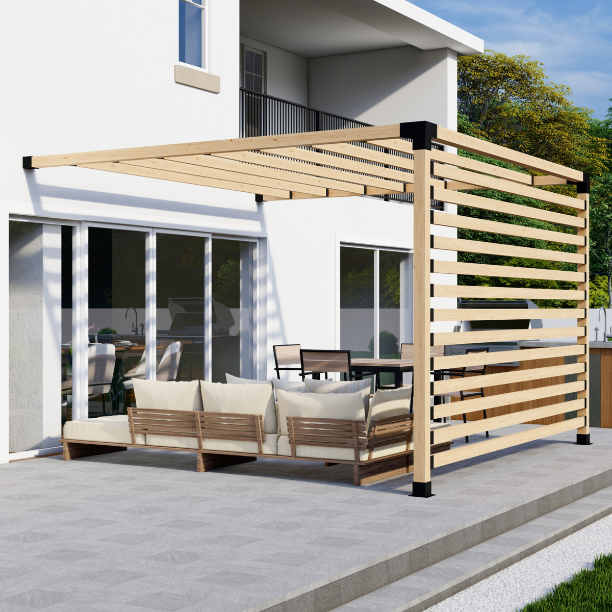 DIY Kit to Build Pergola on Small Patio - Any Size Up to 12' x 12'