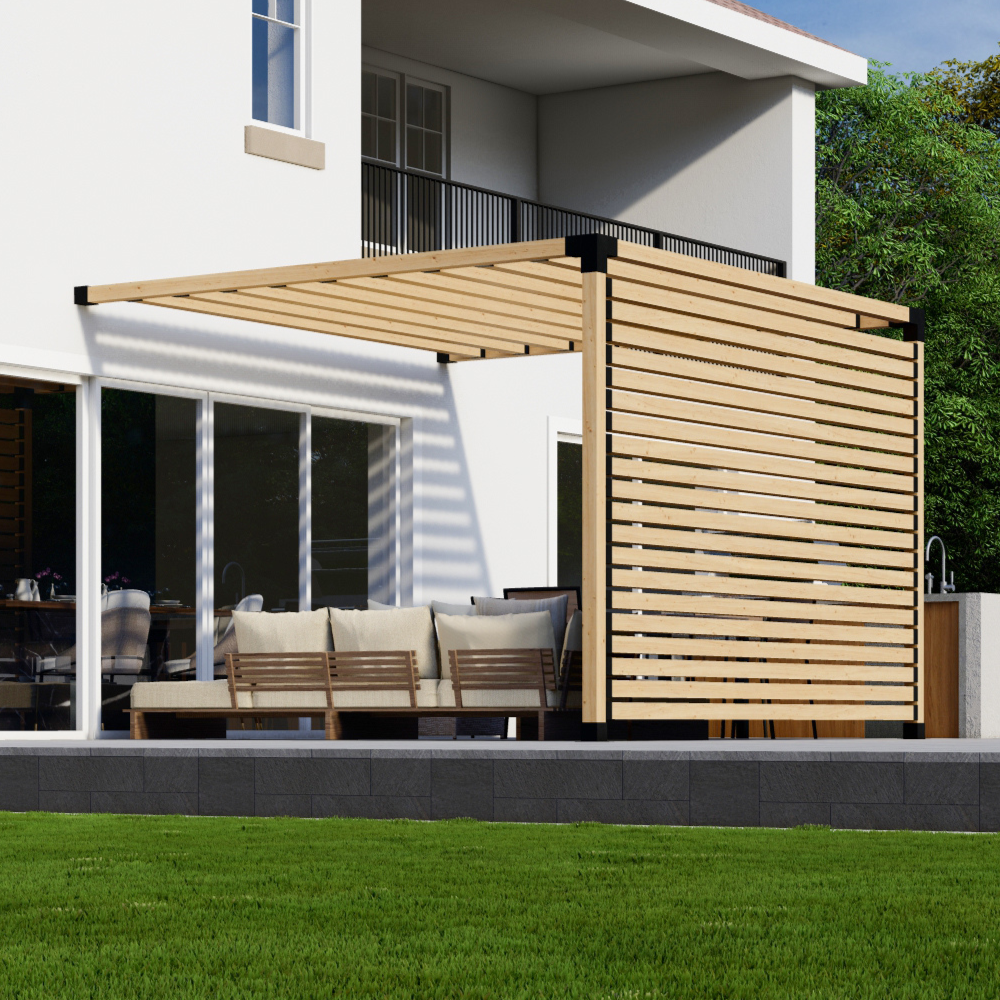 Kit for a 2-Post Pergola With Roof - For Any Size Pergola Up to 12' x 12'