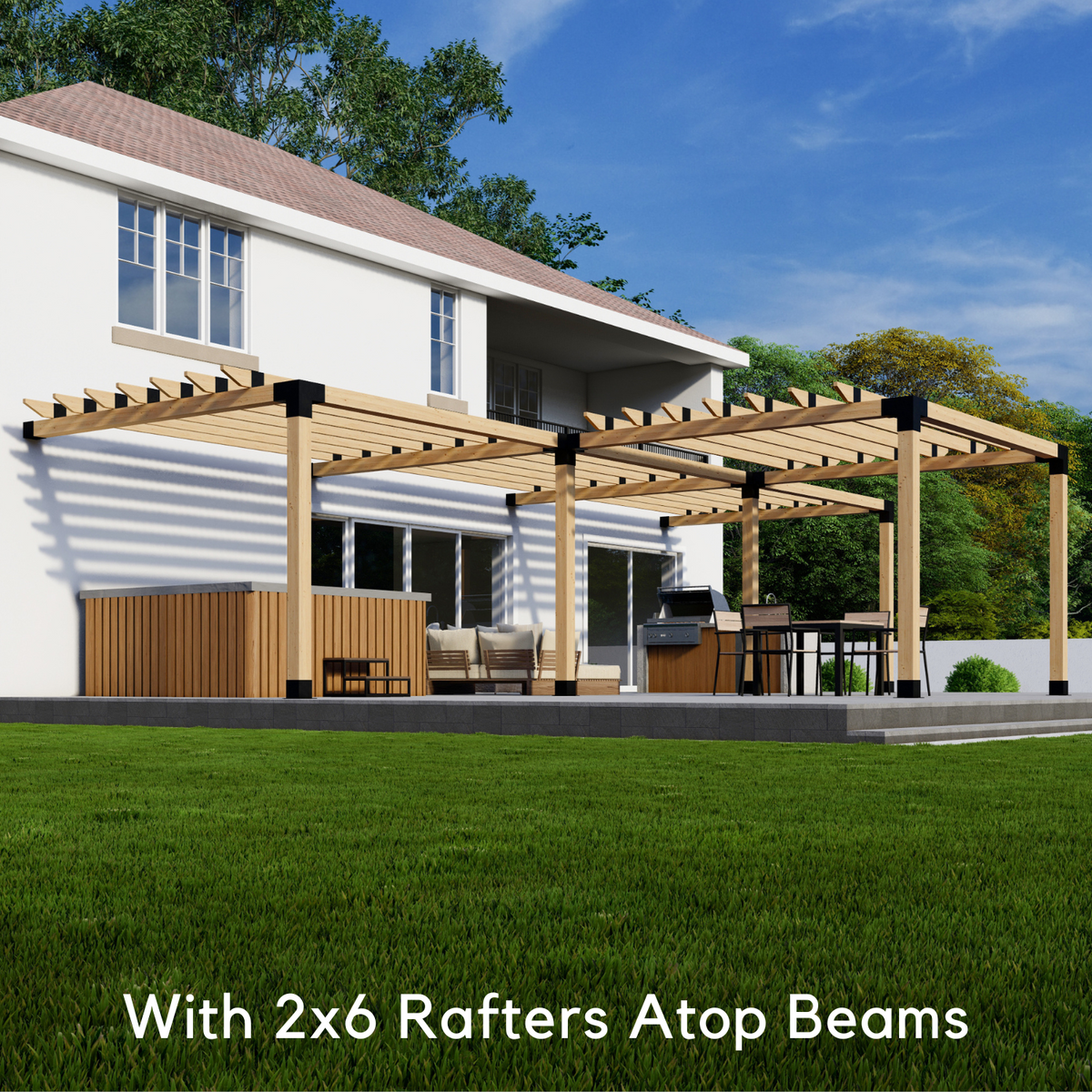 Kit for a Pergola Shaped Like a T - Any Size Up to 36' (Attached) x 24'