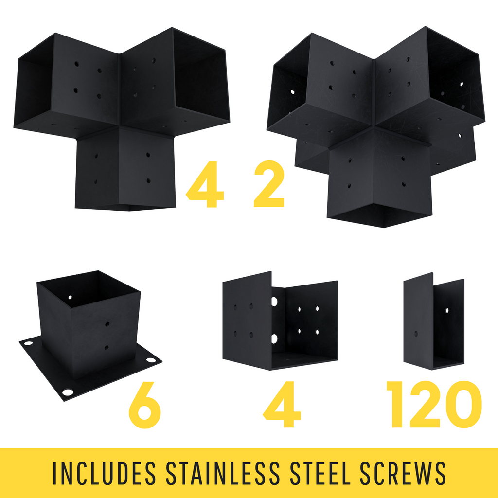 Kit for a T-Shape Pergola Attached to House - Any Size Up to 36' x 24'