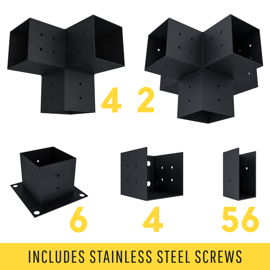 Kit for a T-Shape Pergola Attached to House - Any Size Up to 36' x 24'