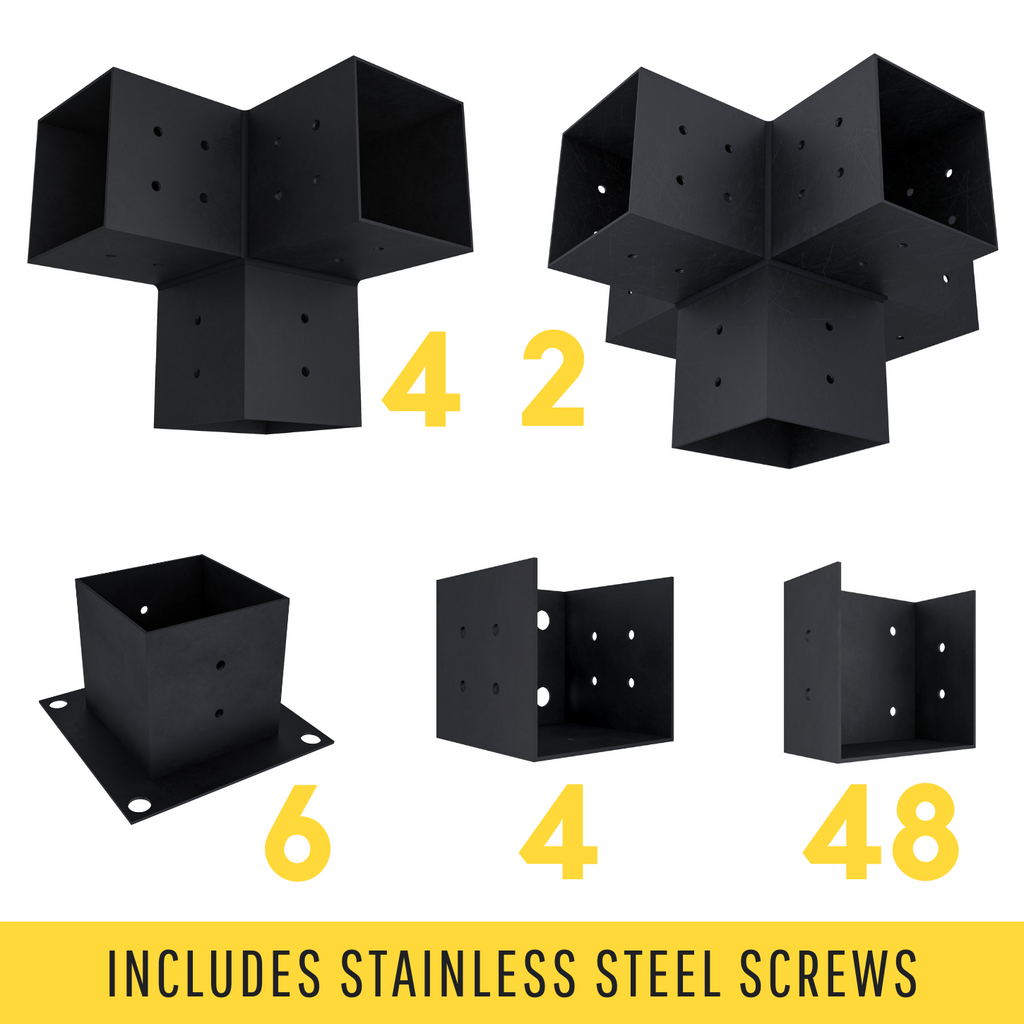 Kit for a T-Shape Pergola Attached to House - Any Size Up to 36' x 24'