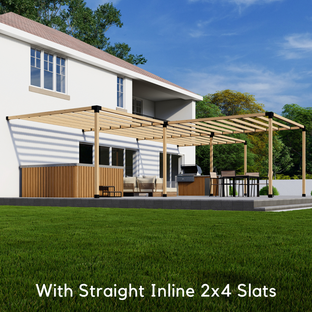 Kit for a T-Shape Pergola Attached to House - Any Size Up to 36' x 24'