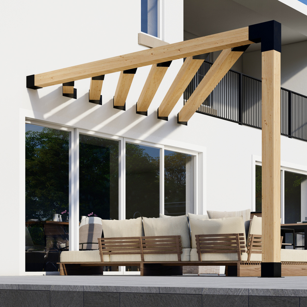 DIY Pergola Bracket Kit for an Attached Triangle Pergola With Roof Posts - Any Size Up to 12' x 12'