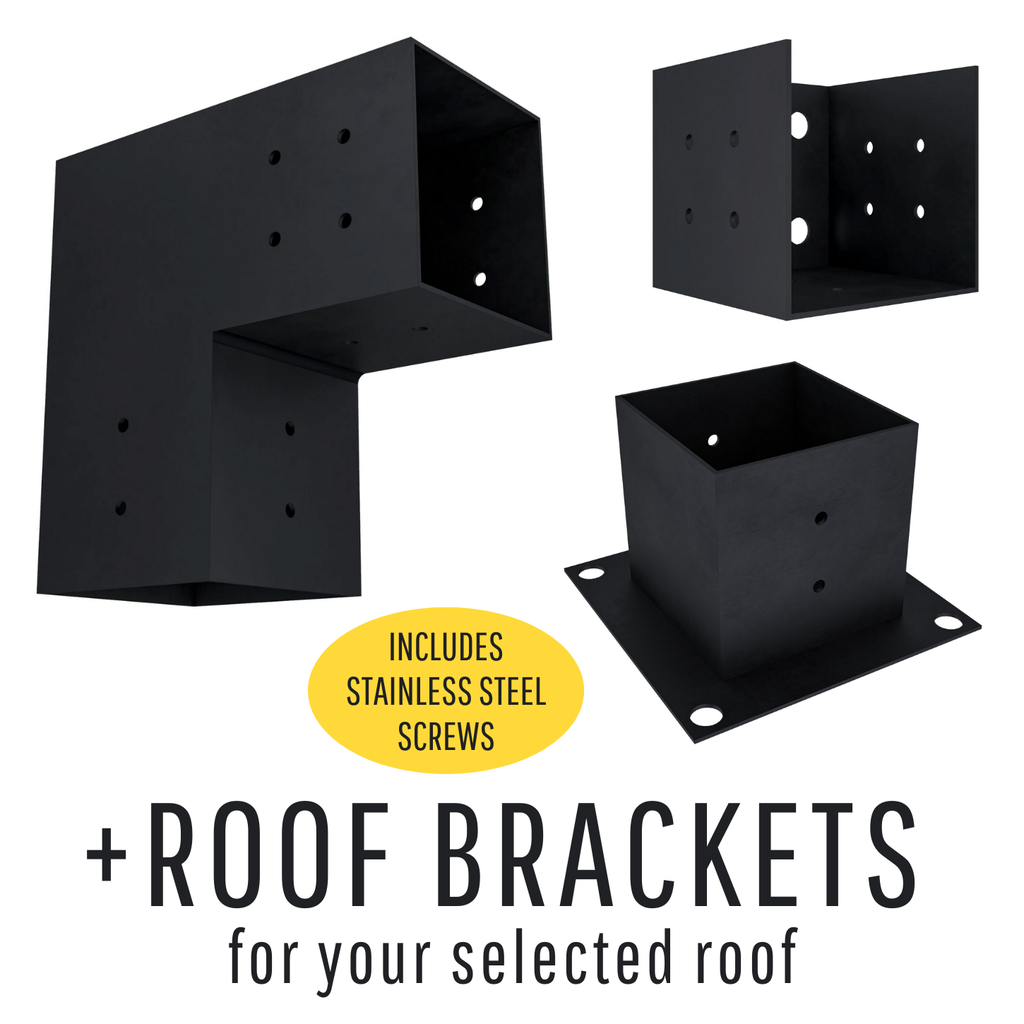 DIY Pergola Bracket Kit for an Attached Triangle Pergola With Roof Posts - Any Size Up to 12' x 12'