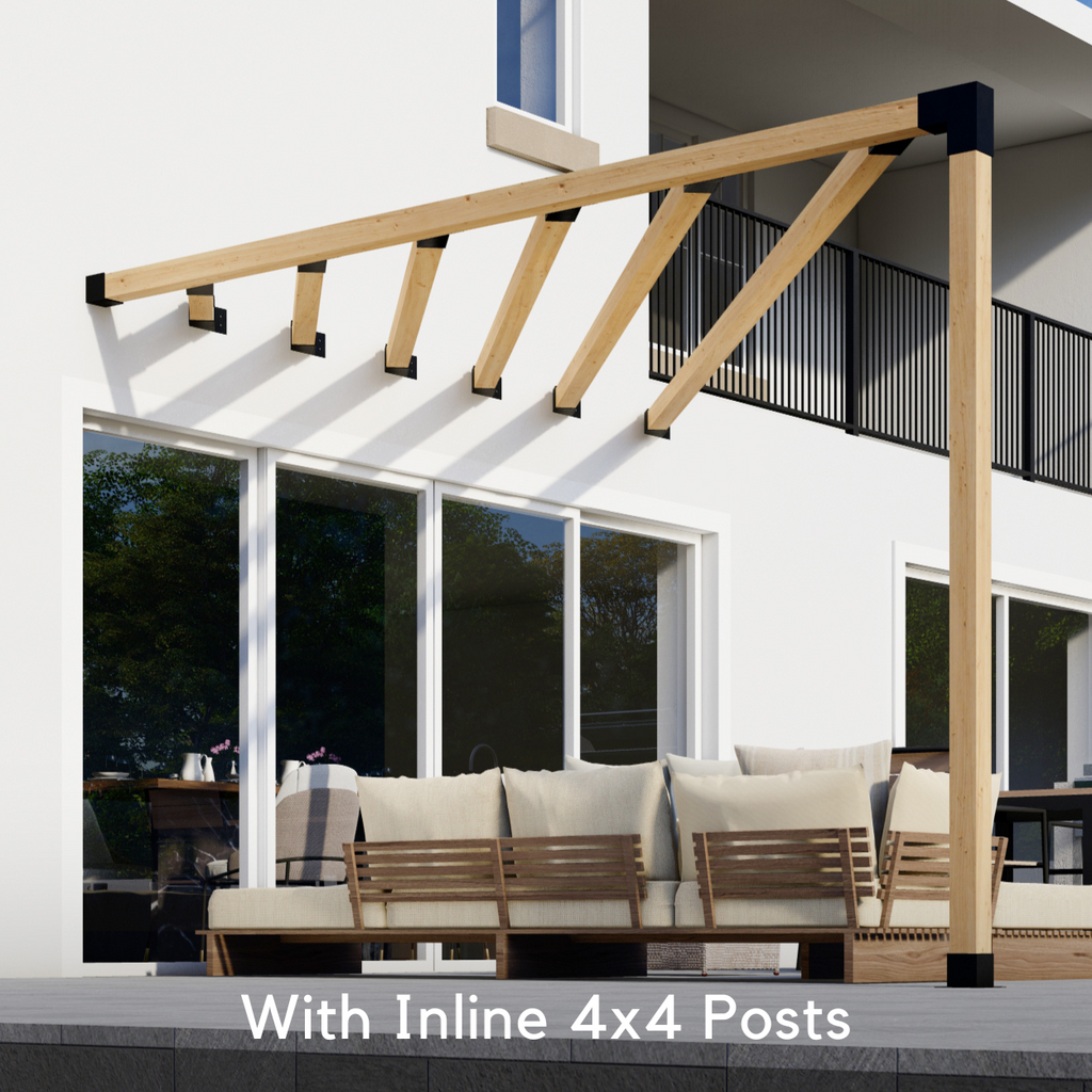 DIY Pergola Bracket Kit for an Attached Triangle Pergola With Roof Posts - Any Size Up to 12' x 12'