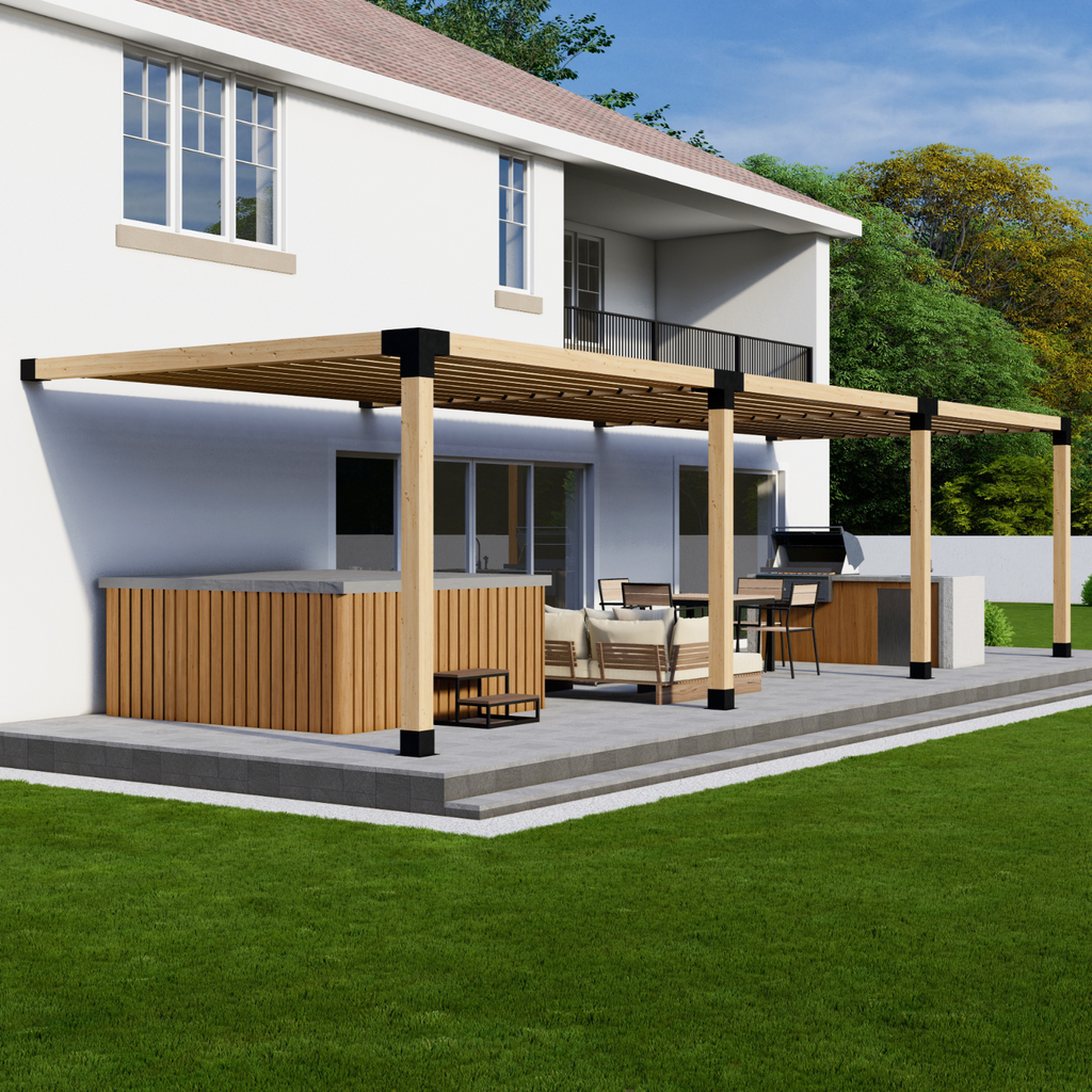 DIY Kit for a Large Pergola Attached to House