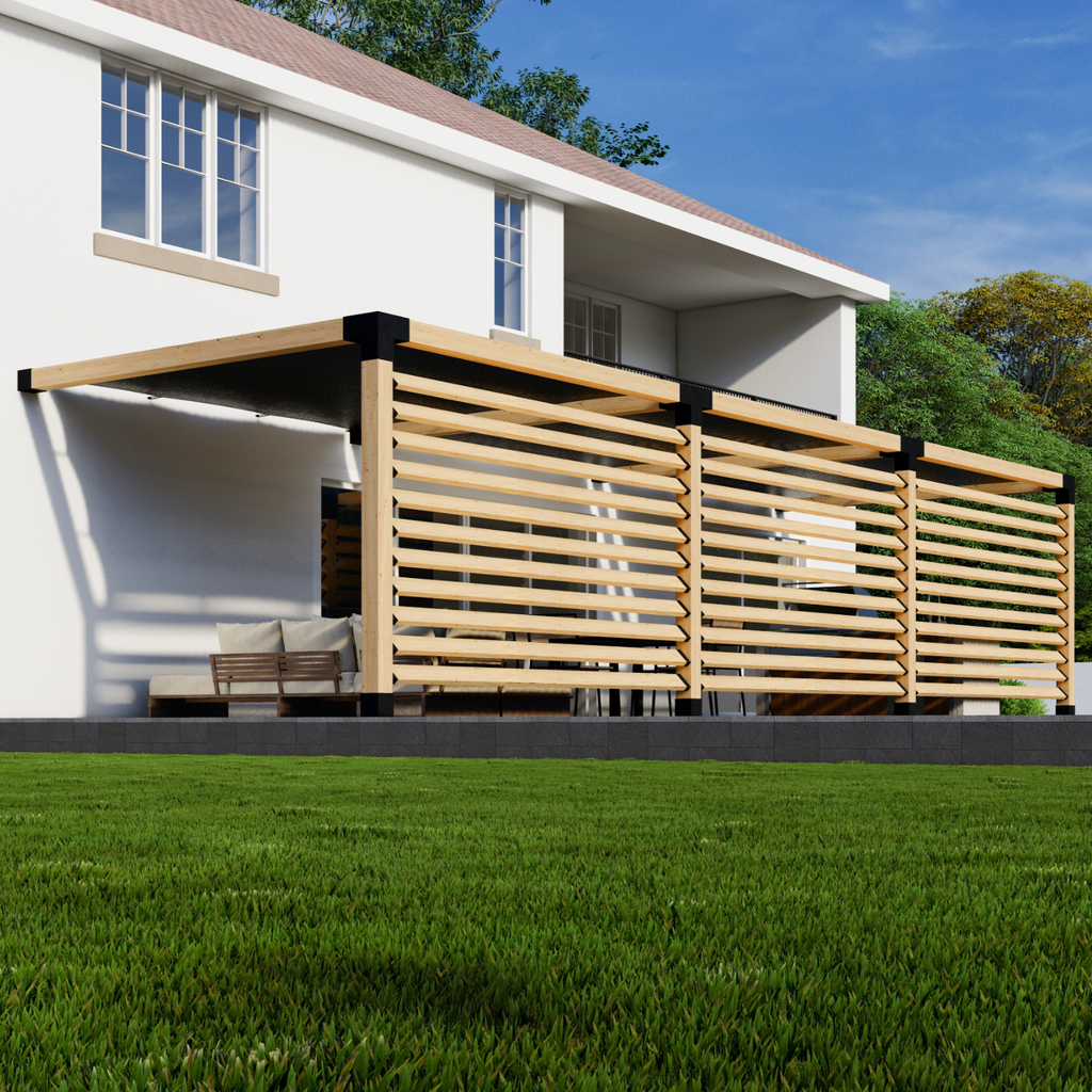 Kit for a Modern Pergola With Shade Canopies