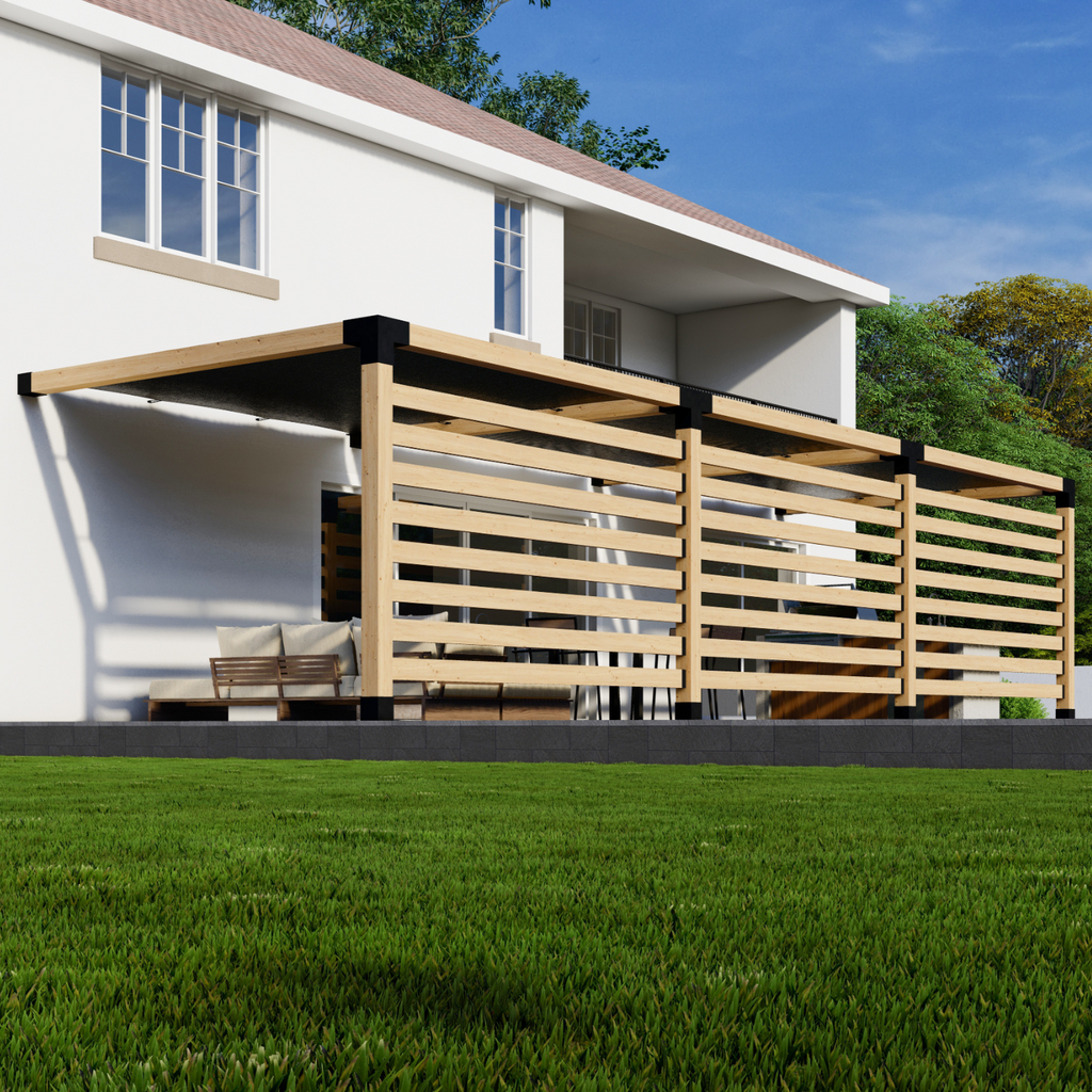 Kit for a Pergola on Deck With Shade Canopies