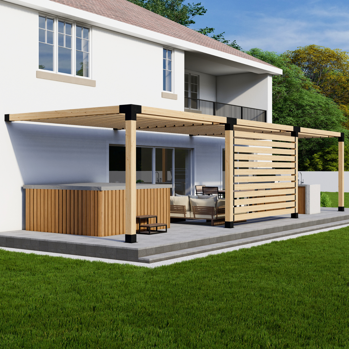 Kit for Building a Pergola on a Deck