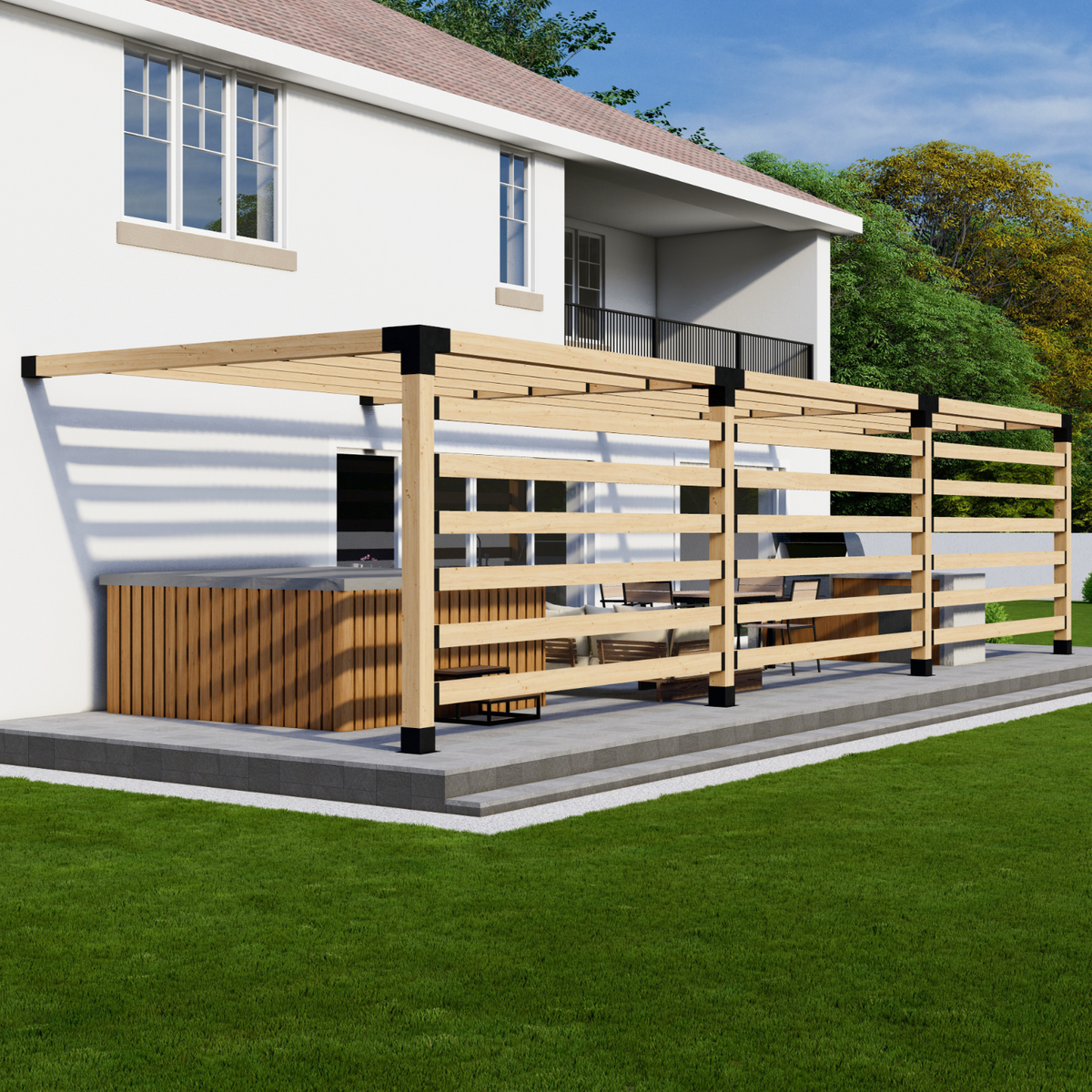 Kit for a Backyard Pergola Attached to House