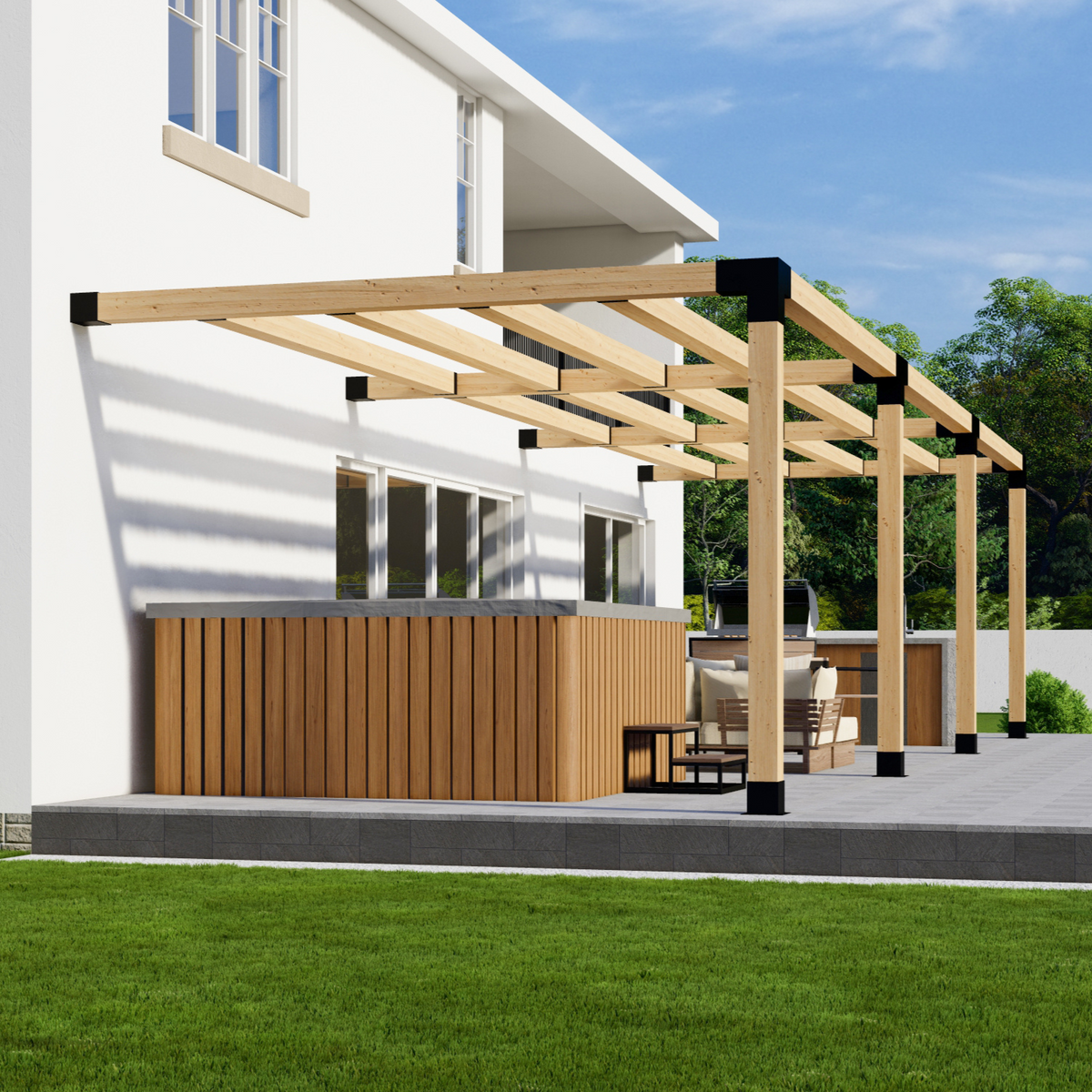 DIY Kit for a Pergola Next to Deck