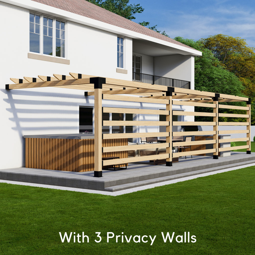 Metal & Wooden Pergola Kit With Roof (Brackets & Hardware)