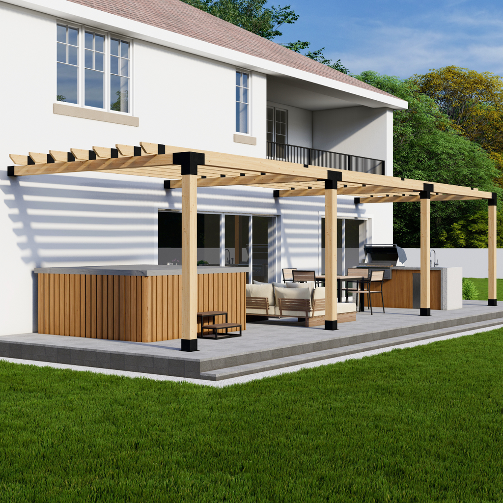 Bracket Kit for a Wood & Metal Pergola Attached to House