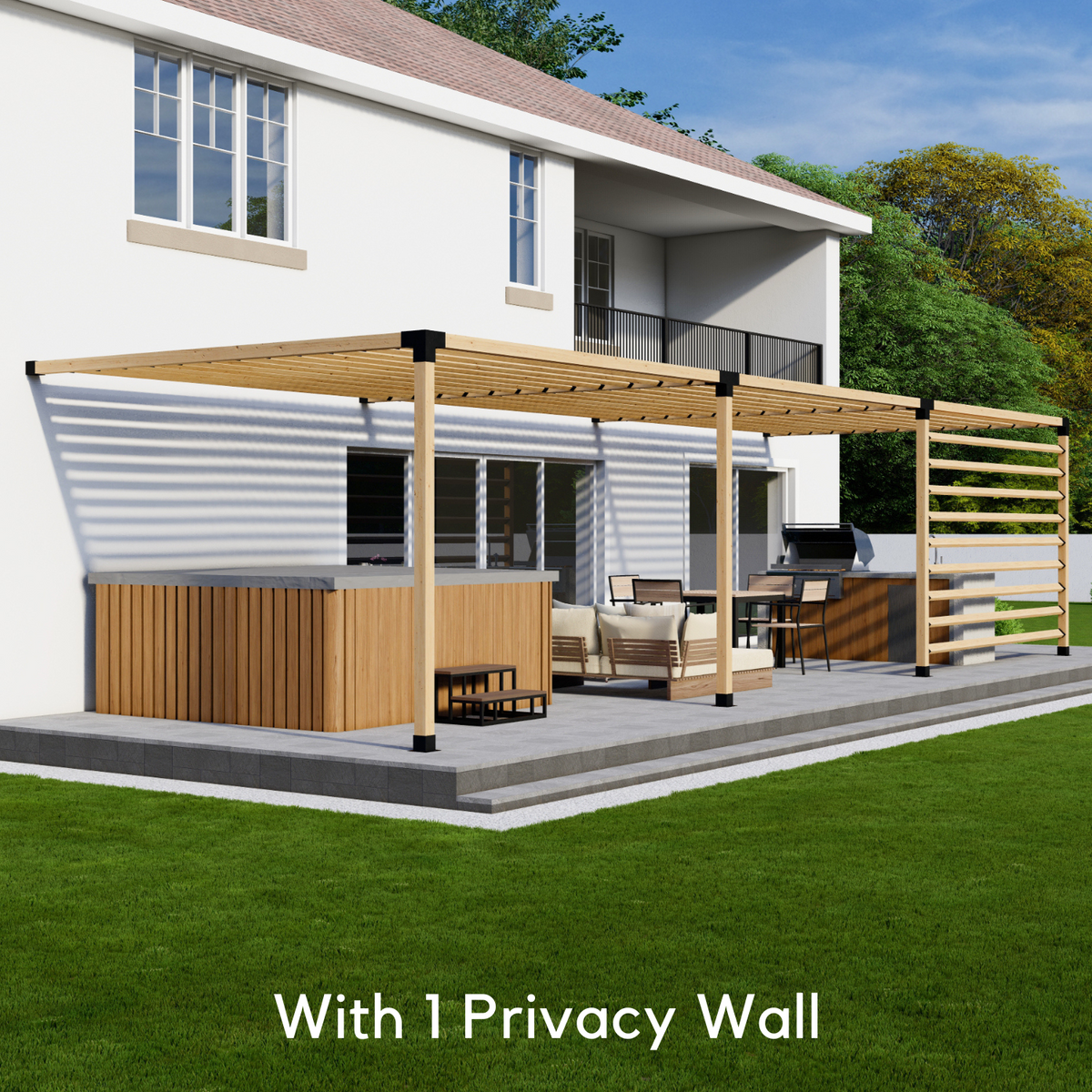 Kit for a Roofed Pergola Attached to House