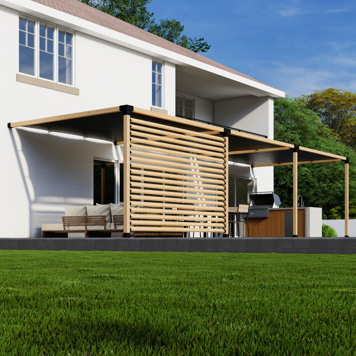 Kit for Covered Pergola Attached to House