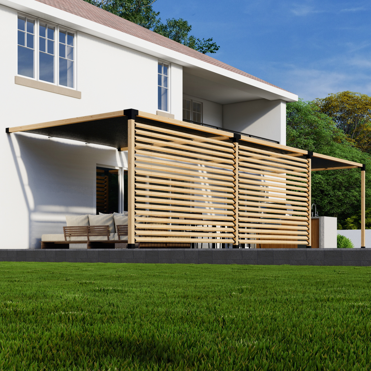DIY Kit for a Pergola Attached to Back of House