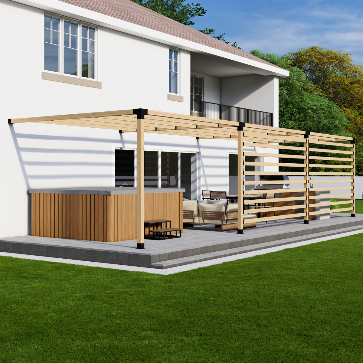 Kit for an Outdoor Pergola With Sides