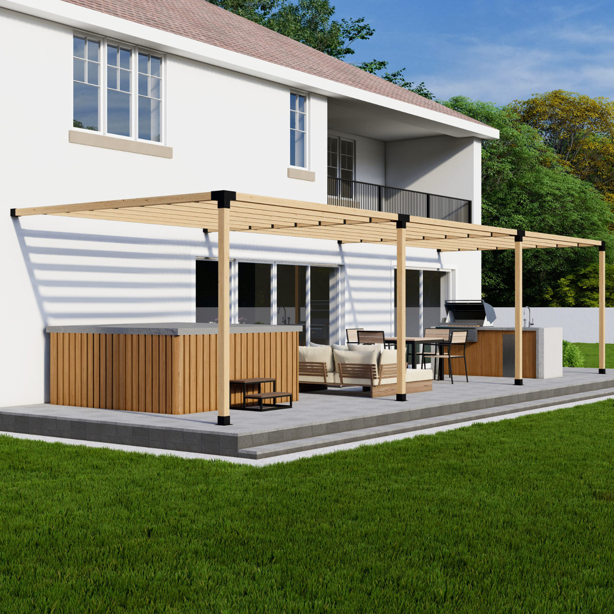 Bracket Kit for a Wood Pergola With Black Hardware