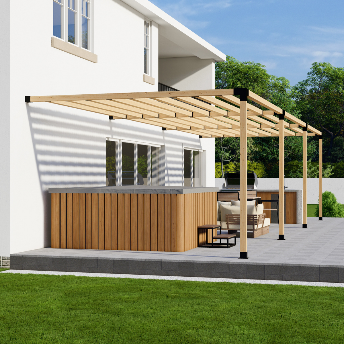 Kit for a Pergola Built Into Deck