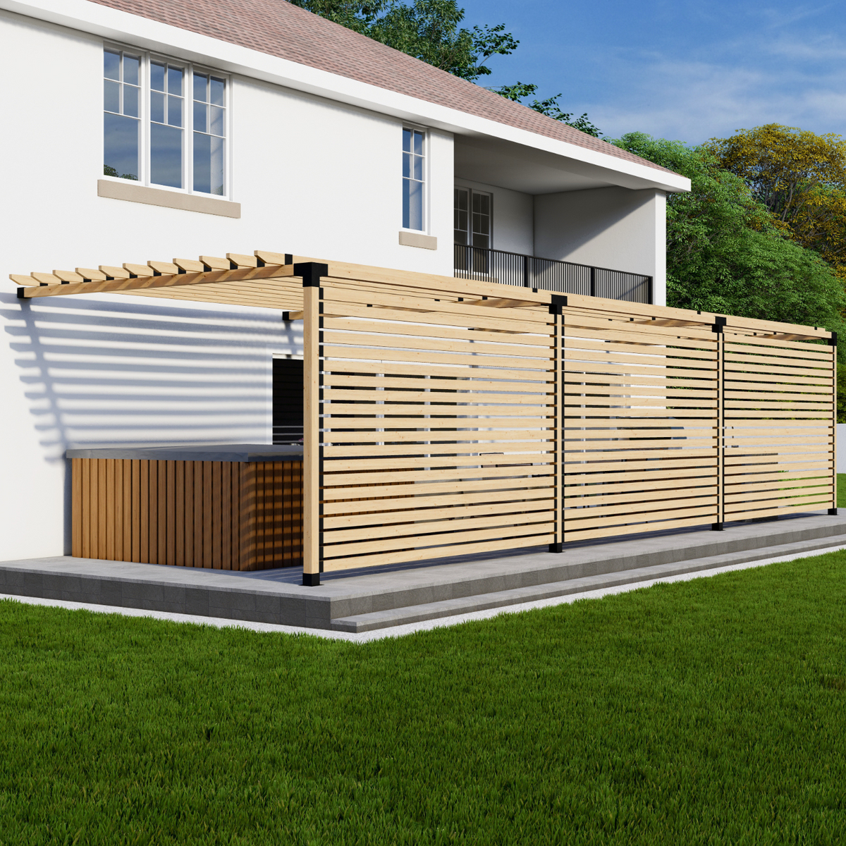 Kit for an Outdoor Pergola Attached to House