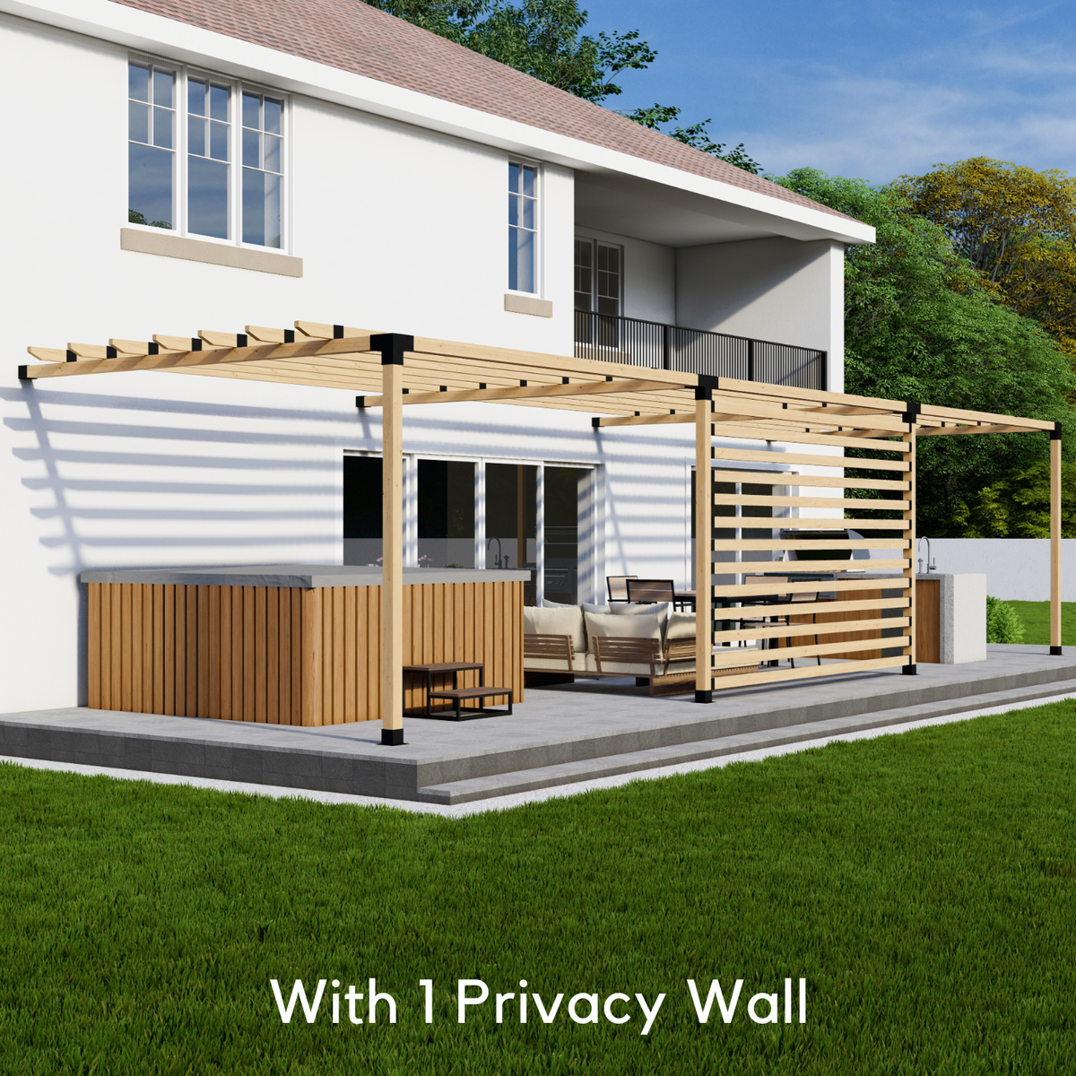 Kit to Assemble Pergola Attached to House