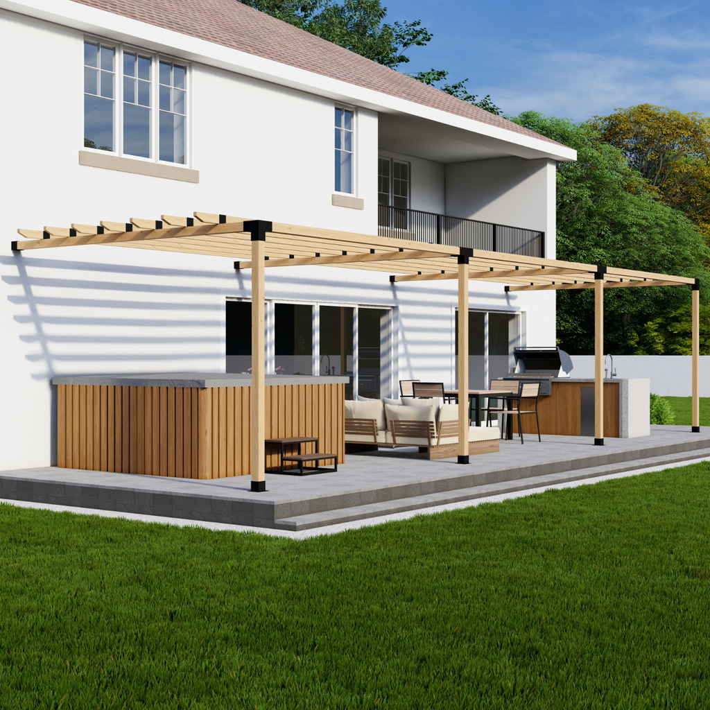 Kit to Assemble Pergola Attached to House