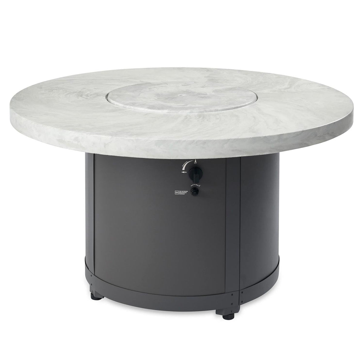 Beacon Round Gas Fire Pit Table (White Onyx) w/ Glass Guard BC-20-WO/GG-20-R