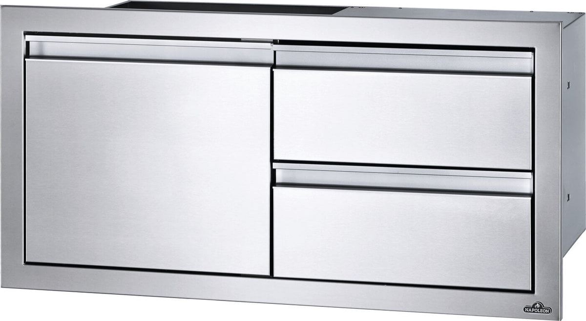 Napoleon 36" x 16" – Ensemble porte simple et double tiroir en acier inoxydable – BI-3616-1D2DR