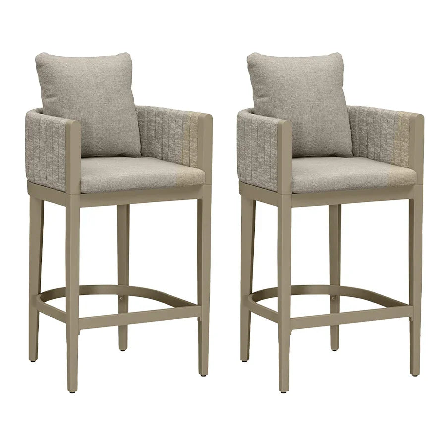PURPLE LEAF Sanori Outdoor Bar Stools Set of 2 Modern Olefin Weaving Bar Chairs with Backrest Pillow for Patio, Poolside or Indoor
